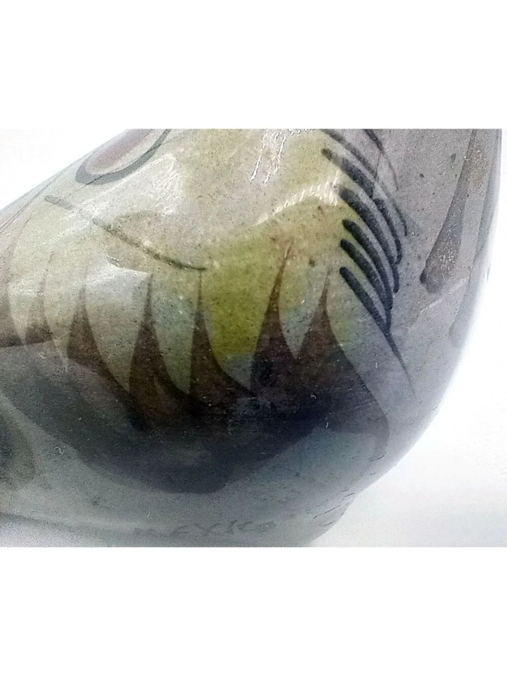 Vintage Mexican Pottery Bird Tonala Style Hand Painted Floral Folk Art Mexico